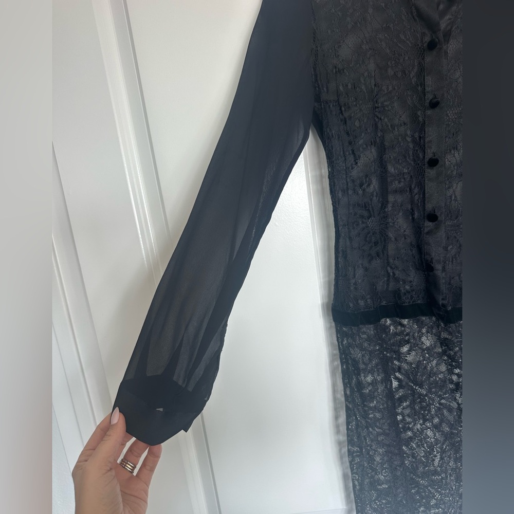 D&G Dolce&Gabbana black lace dress w/ silk camisole slip dress Italian size 42 - Picture 3 of 13